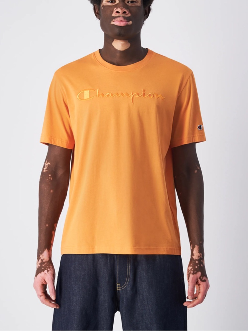 Champion Orange Logo Crewneck Tee